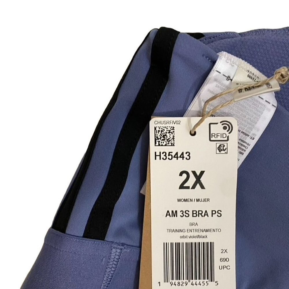 adidas All Me Branded Sports Bra (Plus Size) Violet 2X - Picture 4 of 10